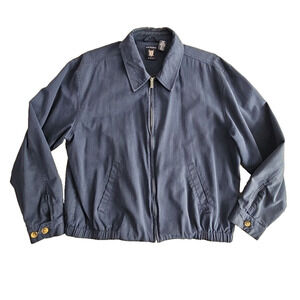 Oxford Golf Jacket - Canvas Denim Windbreaker - Men's X-Large - Navy - Y2K Boho